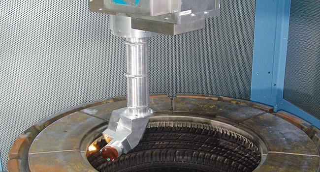Laser cleaning car tyre