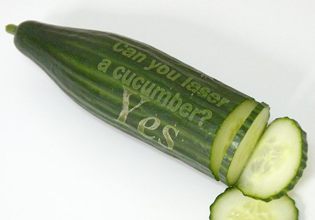 Laser marking on a cucumber