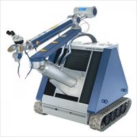 an ergonomic laser system which can be driven easily and fast to the work pieces and this with millimeter accuracy